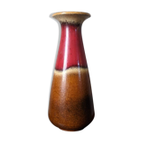 West German ceramic vase, country decoration, brown & red