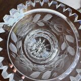 Cut and engraved crystal vase – vintage floral decoration