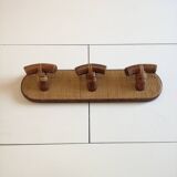 Wall-mounted coat rack with three hooks in cane and rattan L43