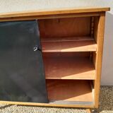 Vintage melamine wood sideboard, year 50, compass feet