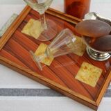 Plateau en bois et verre