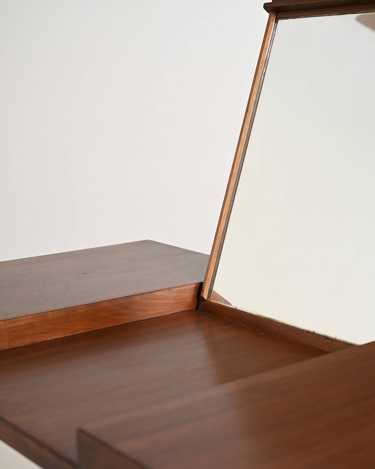 Scandinavian teak vanity table with integrated mirror, 1960s