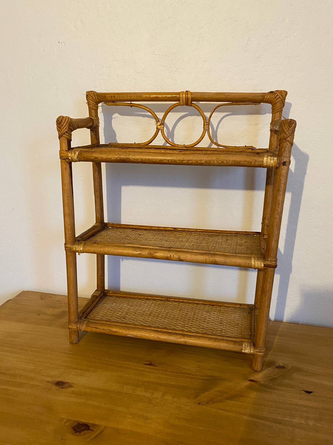 Rattan and bamboo shelf