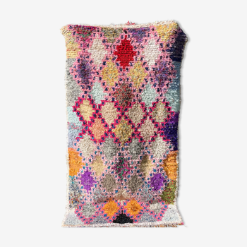 Colorful berber carpet boucherouite 113x217cm