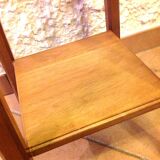 Square plant holder in light wood / 70s-80s