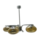Vintage chandelier chrome and glass smokes 5 lights