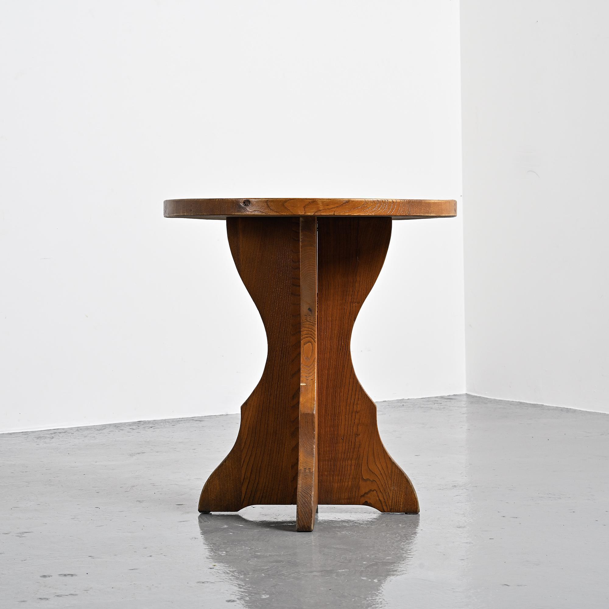 Wall-mounted table in solid wood, French Alps, around 1970.