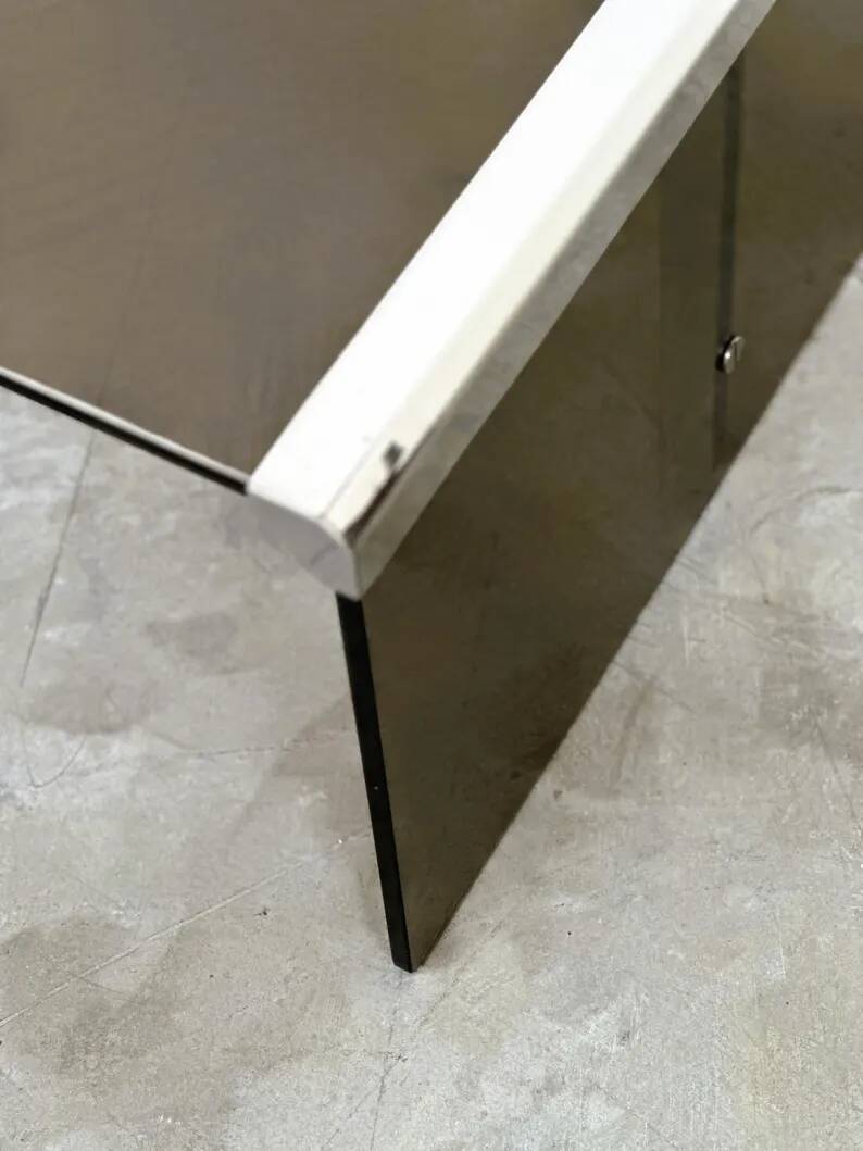 Smoked Glass Coffee Table Radice & Galotti with Chrome Details, Italy, 1970s