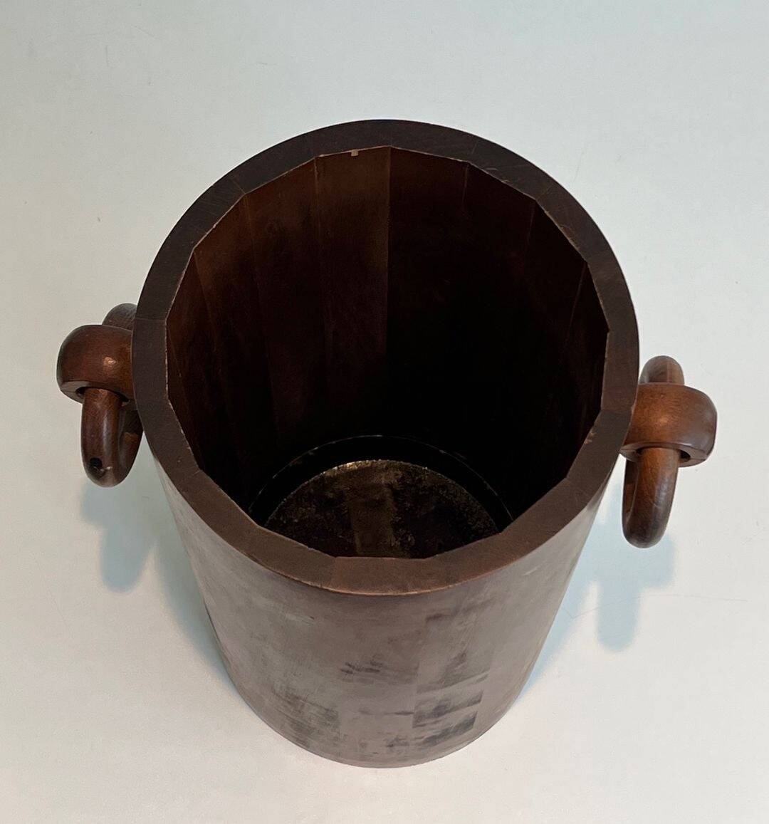 Brutalist Umbrella Stand in Solid Wood, France, circa 1950