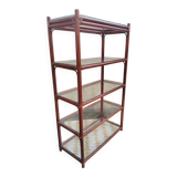 Rattan shelf with 5 clear glass shelves