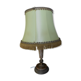Alabaster lamp and gilt bronze, silk Lampshade