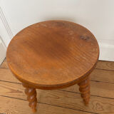 Vintage tripod stool with turned feet