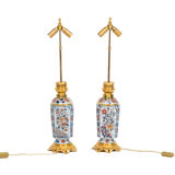 Pair of Imari porcelain and bronze lamps, circa 1880