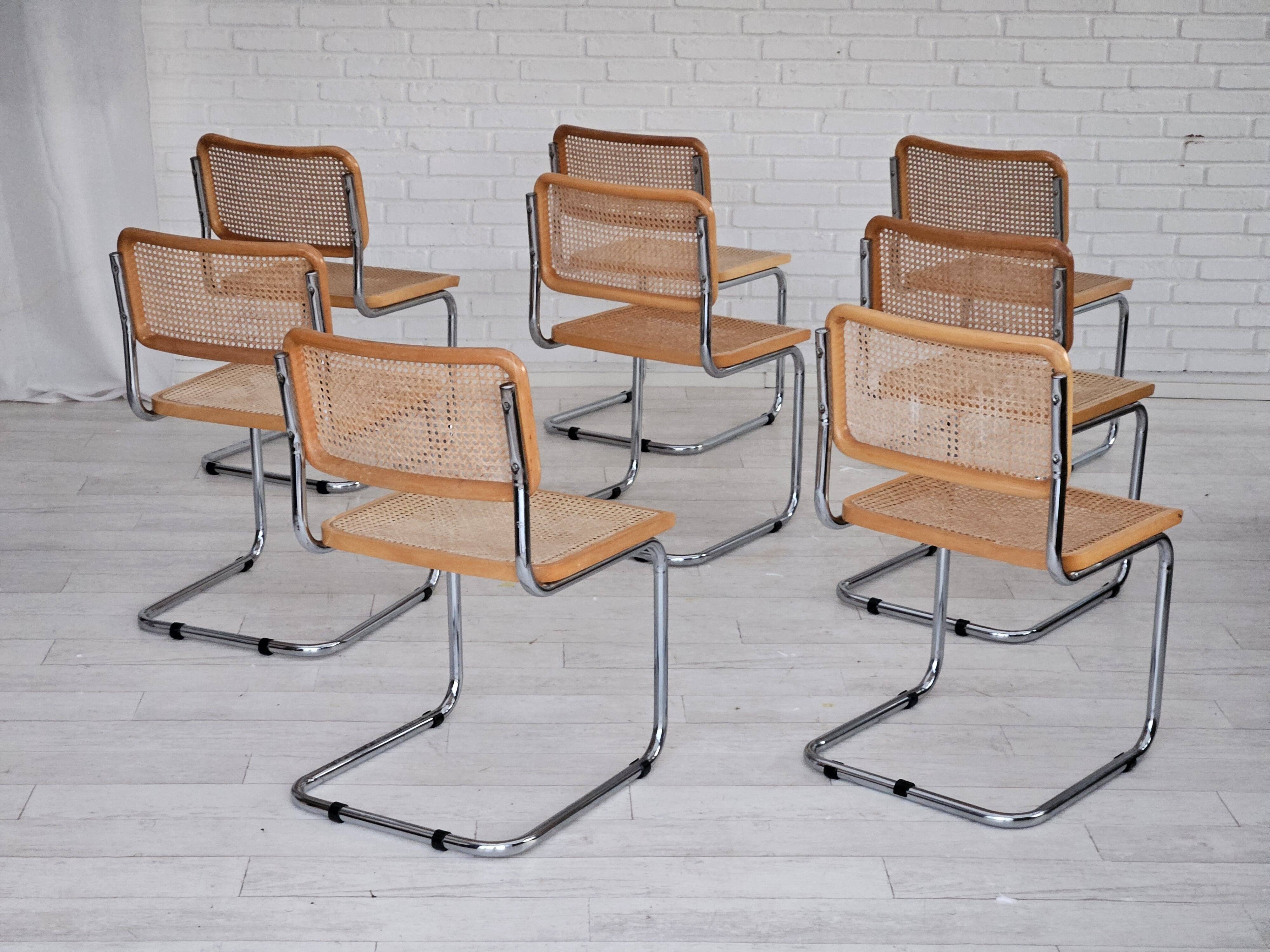 1980s, Italian design, set of 8 chairs, original good condition.
