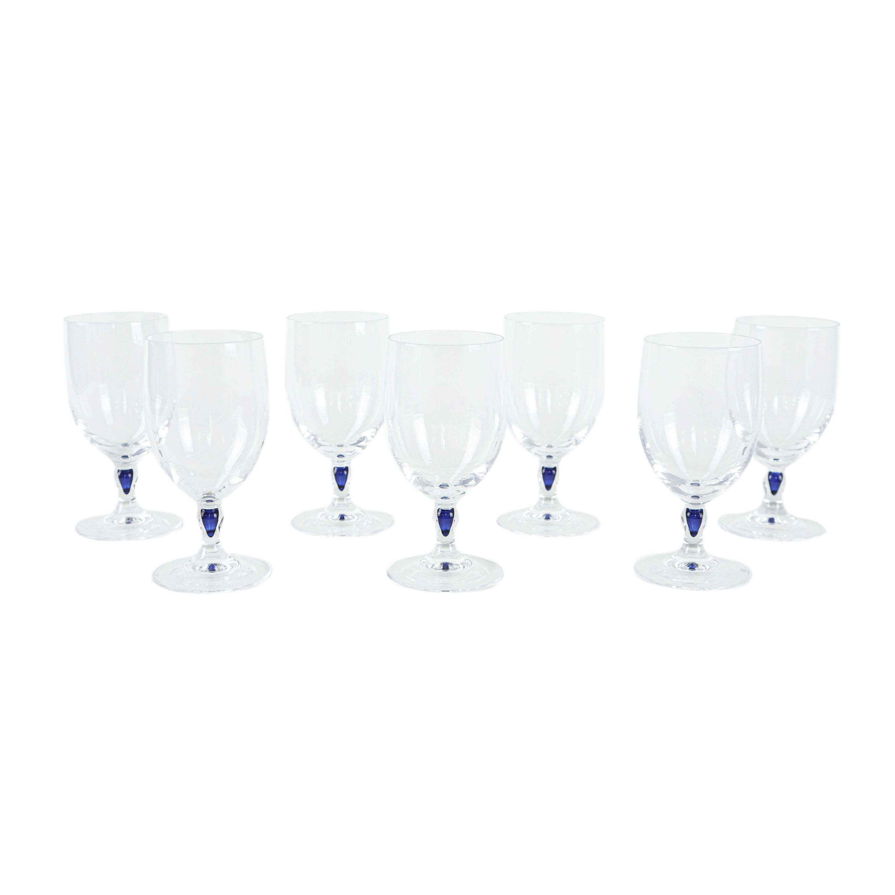 The set of Venise Saphir glasses, French design, 1970s, manufactured by Cri