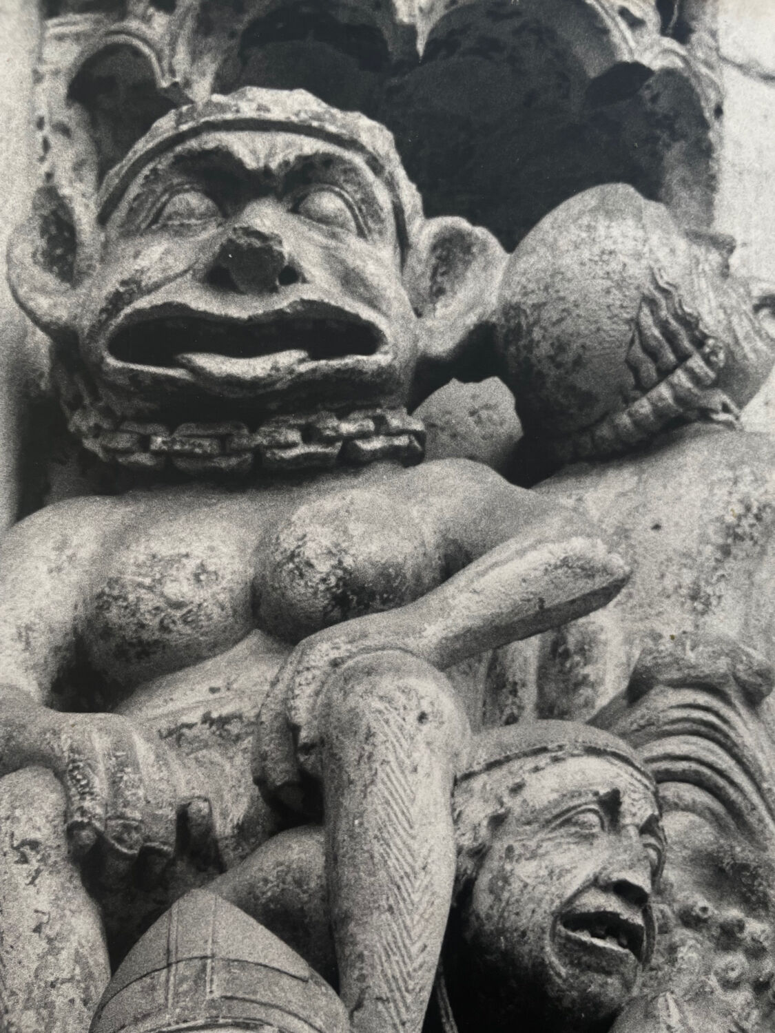 Print black and white silver photograph bas-relief of a twentieth century church