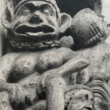 Print black and white silver photograph bas-relief of a twentieth century church