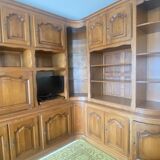 Large custom-made solid oak corner unit