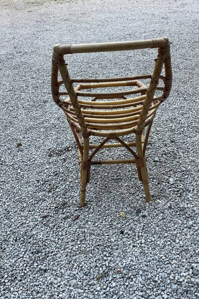 4 chaises boules en rotin vintage