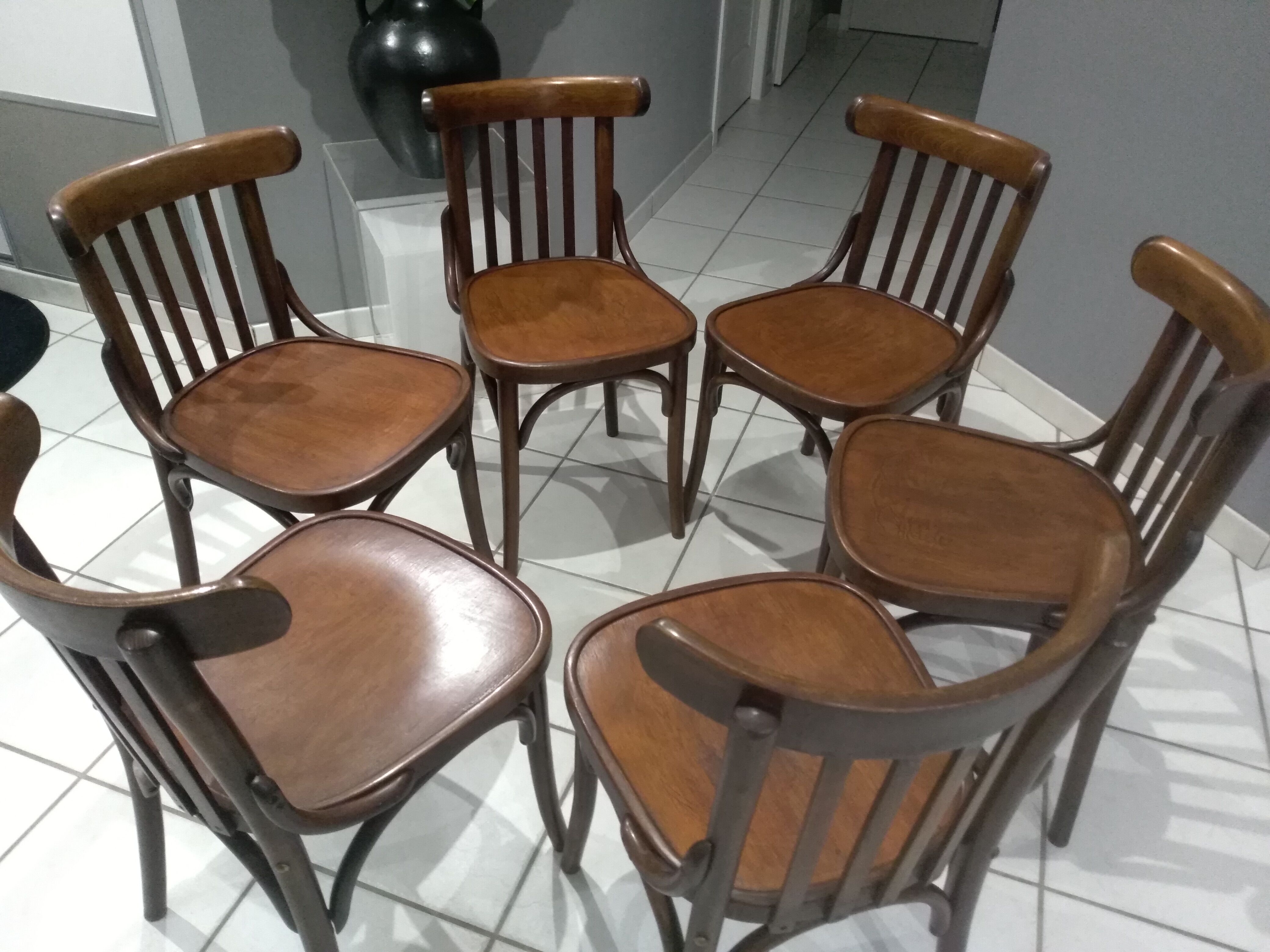 Suite of 6 chairs of Vintage Bistrot 1960s