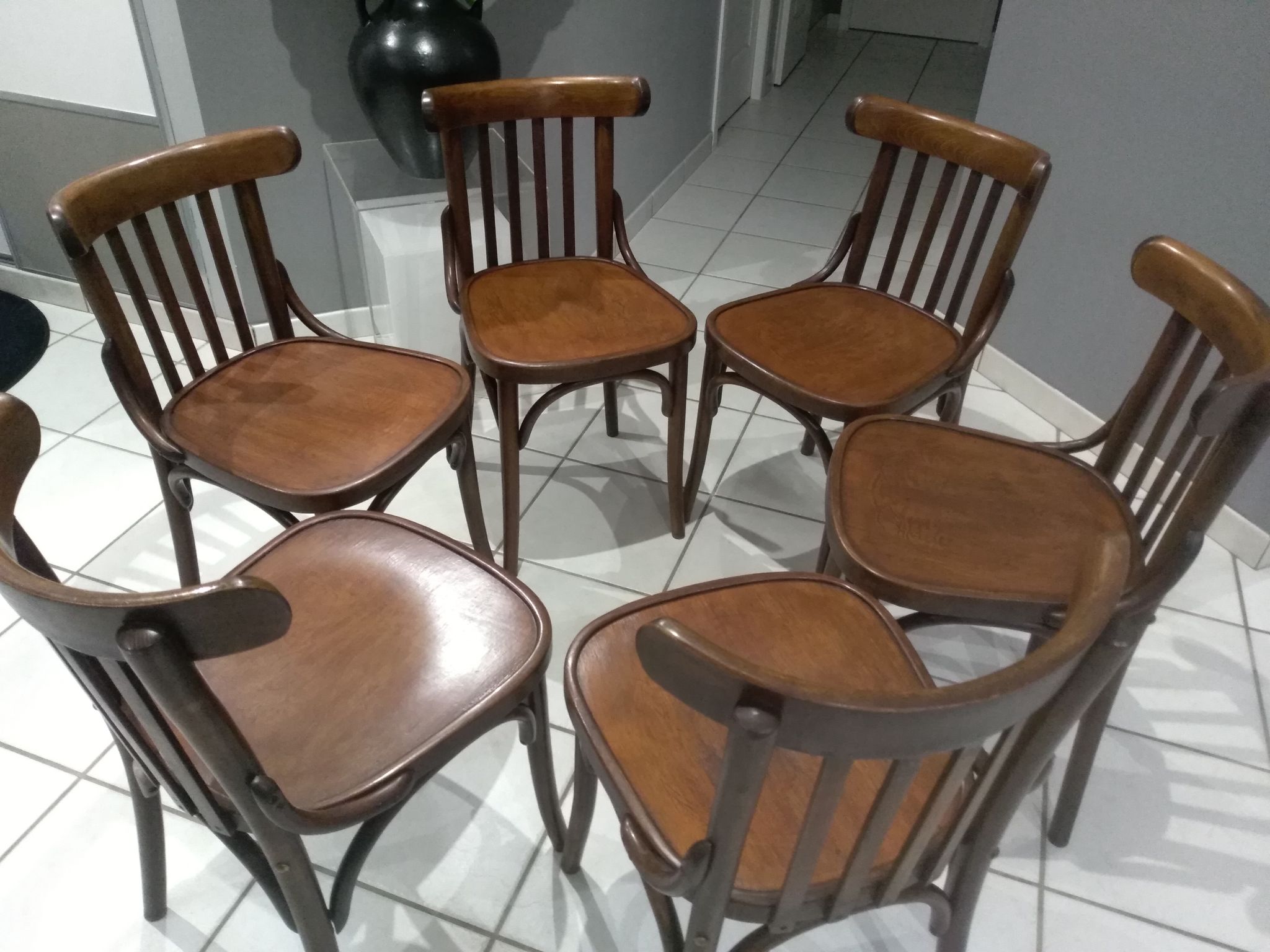 Suite of 6 chairs of Vintage Bistrot 1960s