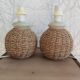 Pair of rope bedside lamps.