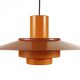 Pendant light "Falcon" two tone orange by Andreas Hansen for Fog & Mørup. Denmark 1960s.