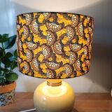 Yellow and gold ceramic table lamp | Kotska, saffron wax lampshade