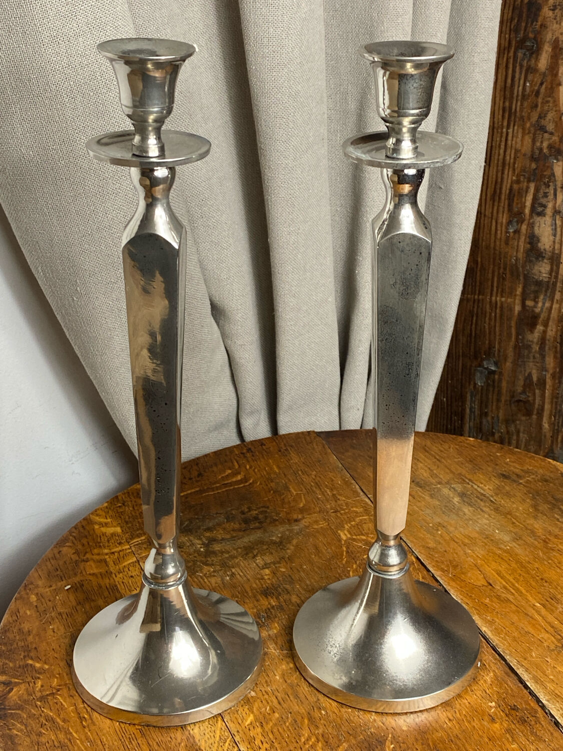 Pair of silver-plated candlesticks