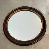 Vintage round rattan mirror