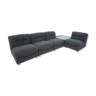 Mid Century Modular Sofa Set in Grey Fabric