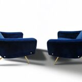 Paire de fauteuils Galion bleu royal de Steiner (années 1950)