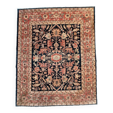 Tapis Ziegler en laine afghane de qualité, 246x306 cm, Chobi rouge, beige, noir, 2551