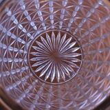 Vintage French barrel-style cut glass ice bucket, decorative metal handle 4506