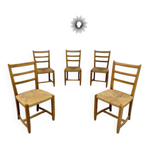 Lot de 5 chaises en bois - design scandinave