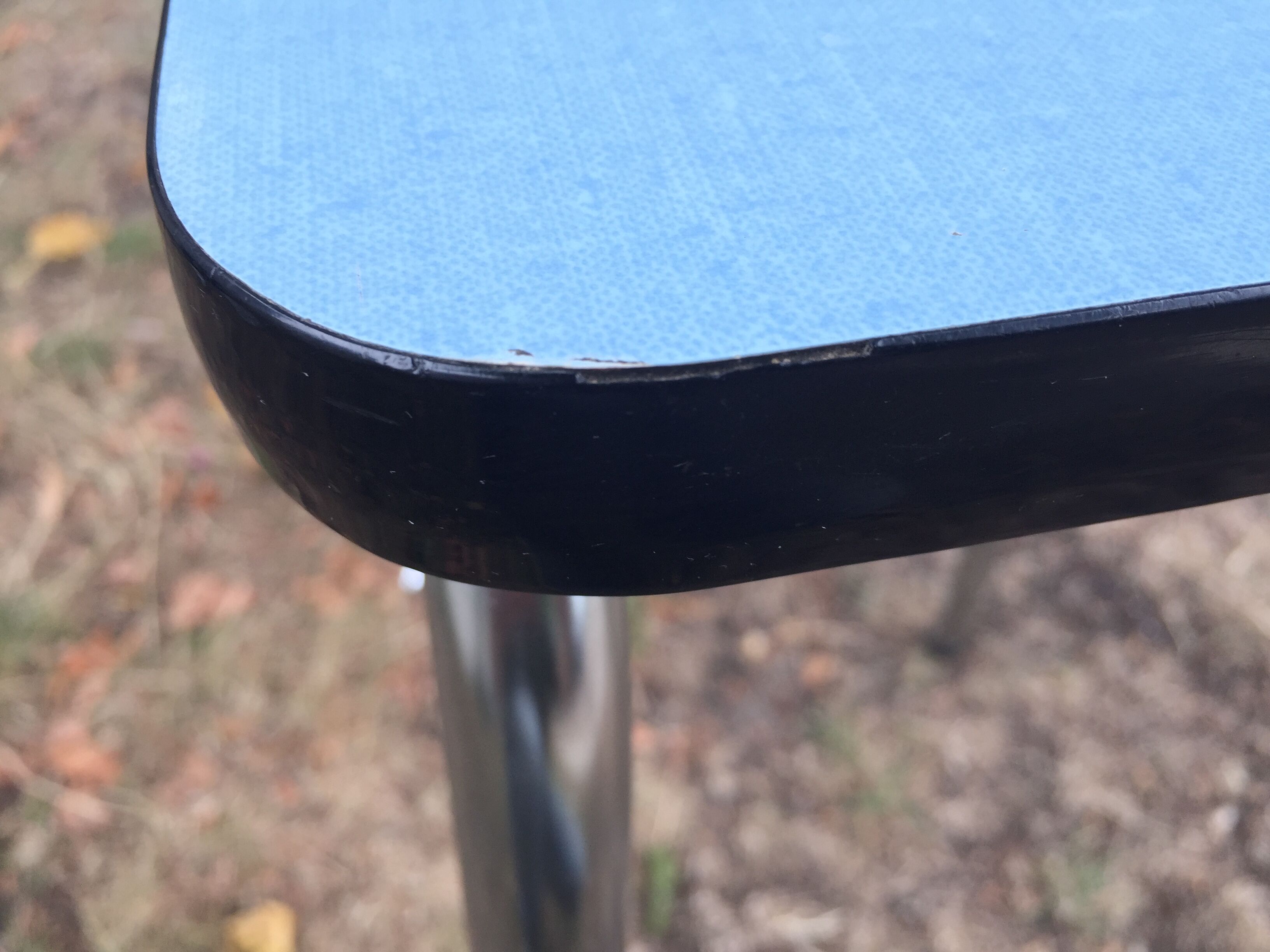 Flexible stool in vintage sky blue formica stepladder