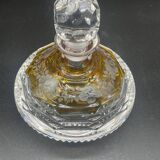 Bohemian crystal bottle, cut and engraved – Frosted floral decoration