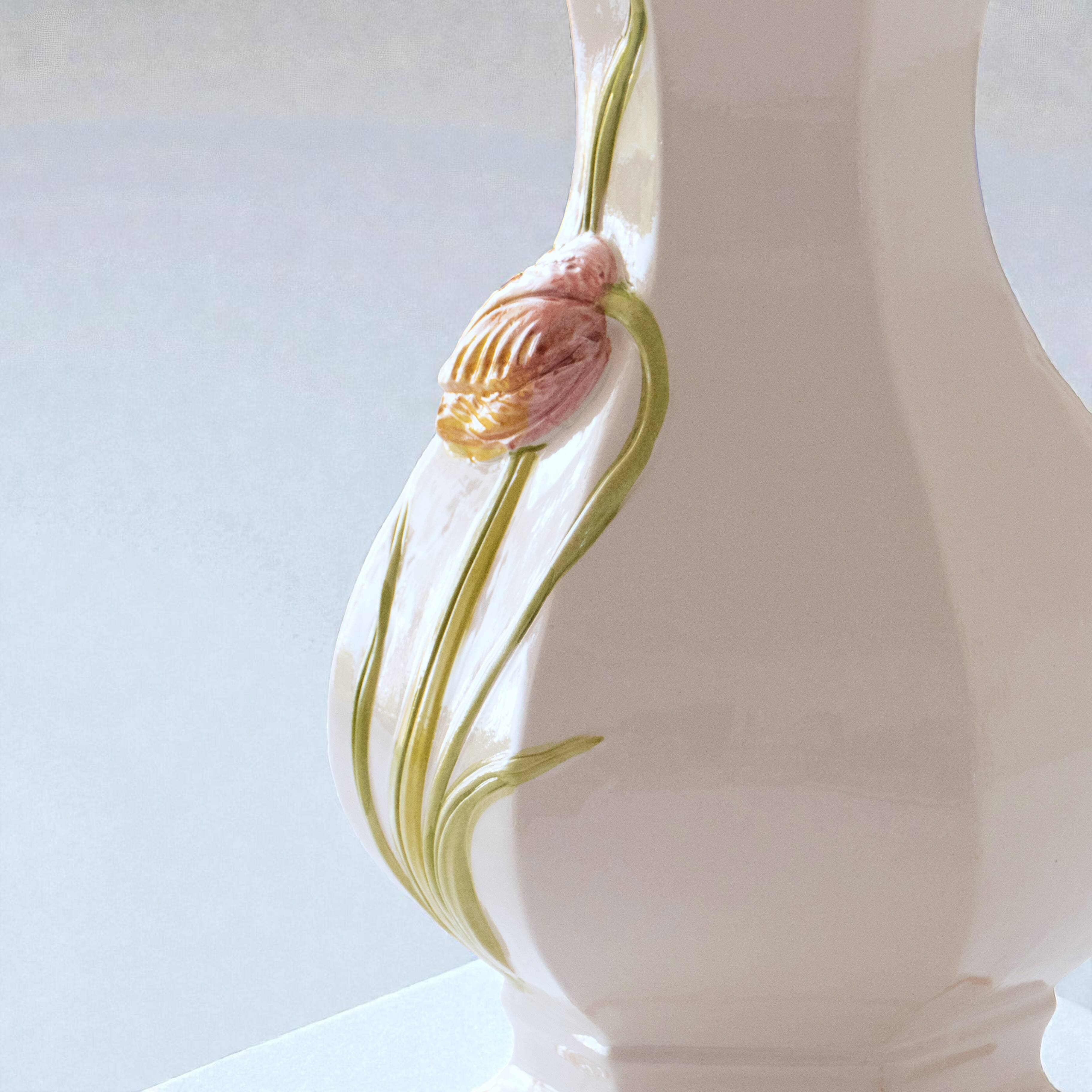 Antique tulip-shaped earthenware vase signed Bassano