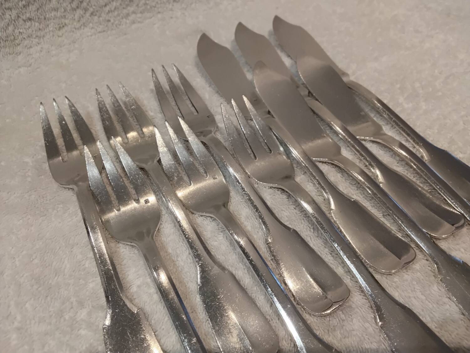 5 fish cutlery sets 11p silver plated metal goldsmith Europfelix uni-flat