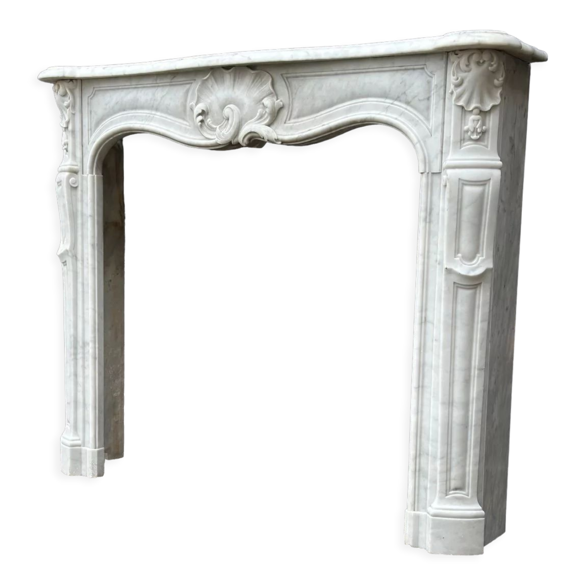 Louis XVI style half-moon fireplace in marble circa 1880