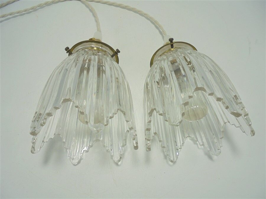 Pair of glass pendant lights