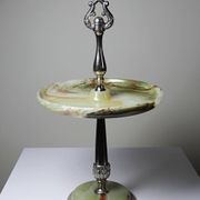 Rare display stand in green onyx and silver-plated metal, Italy, vintage 1935-1955.