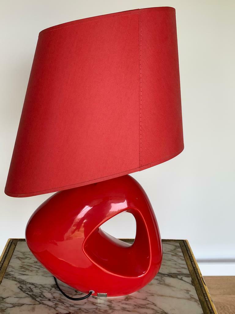 Red ceramic lamp drimmer modernist lampshade