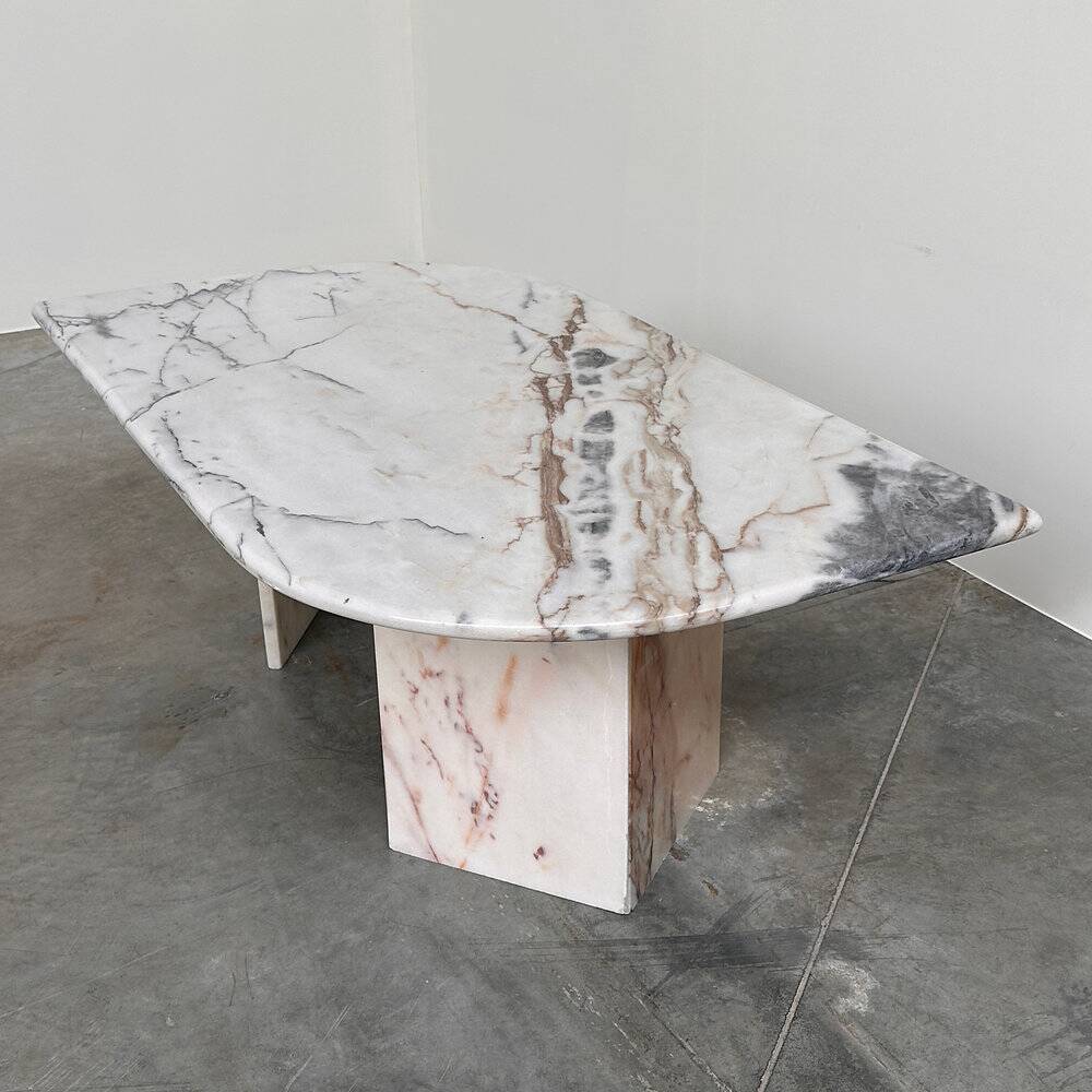 Large Italian postmodern marble coffee table, sculptural vintage stone table, 1980s