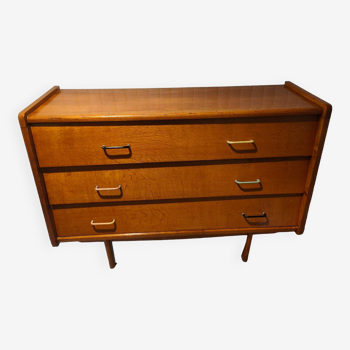 Vintage 1950 oak chest of drawers with pyramidal drawers