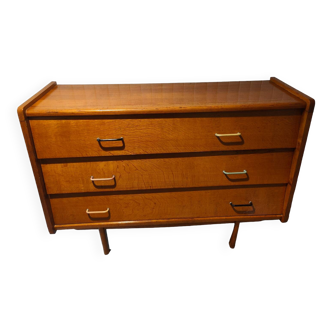 Vintage 1950 oak chest of drawers with pyramidal drawers