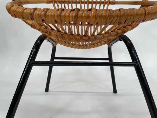fauteuil en rotin vintage par Dirk van Sliedregt Rohe Noordwolde 1960 aux Pays-Bas