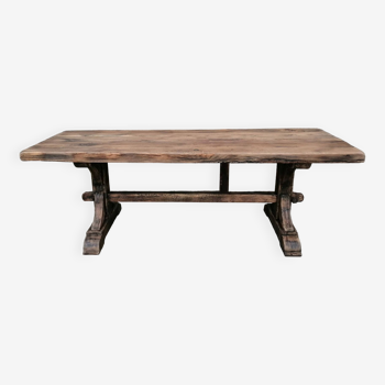 Table monastere en chene patine noire