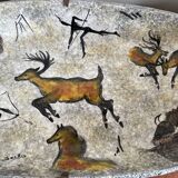 Plat Vallauris signed Jacky cave of Lascaux rock painting