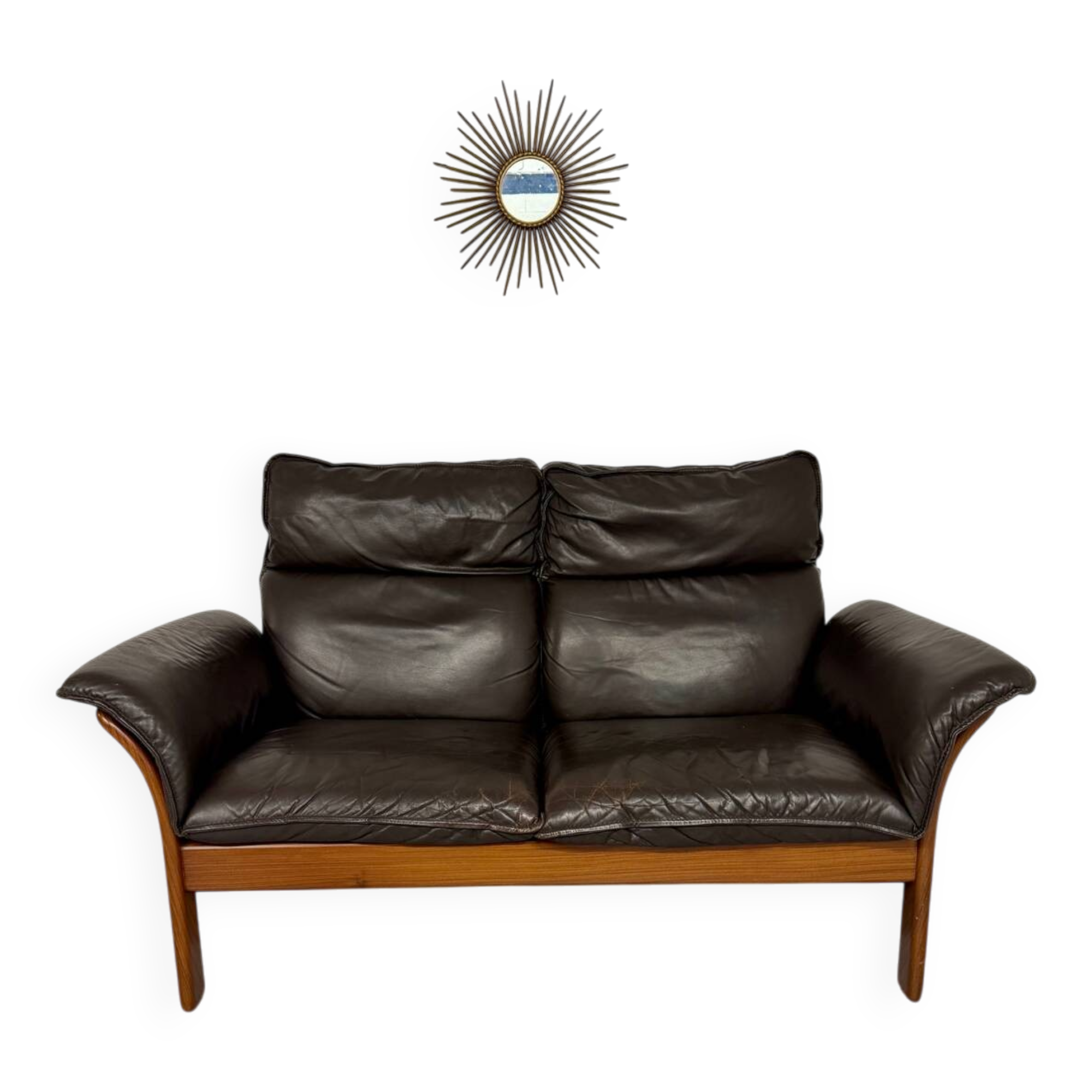 Vintage black leather Dreipunkt Scala design 2-seater sofa.